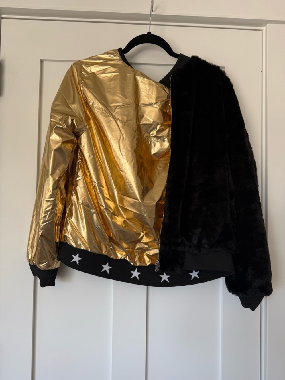 Source Unknown Gold and Black Reversible Bomber Jacket